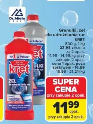 Granulki, żel do udrożniania rur