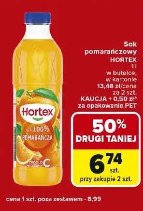 Sok pomarańczowy w butelce zwrotnej z karotone