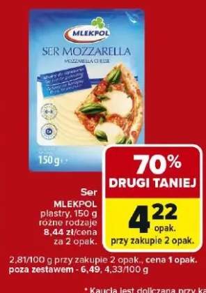 Ser mozzarella plastry różne rodzaje