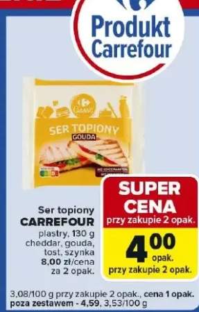 Ser topiony plastry cheddar, gouda, tost, szynka