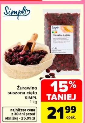 Żurawina suszona cięta