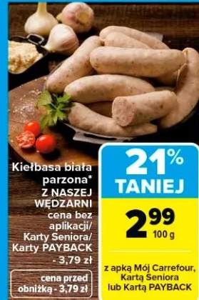 Kiełbasa biała parzona z naszej wędzarni