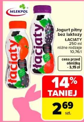 Jogurt pitny bez laktozy Łaciaty
