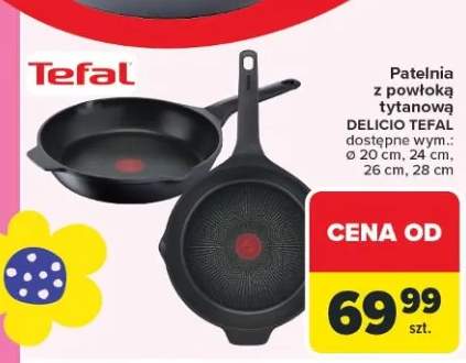 Patelnia z powłoką tytanową Delicio Tefal dostępne wym.: ø 20 cm, 24 cm, 26 cm, 28 cm