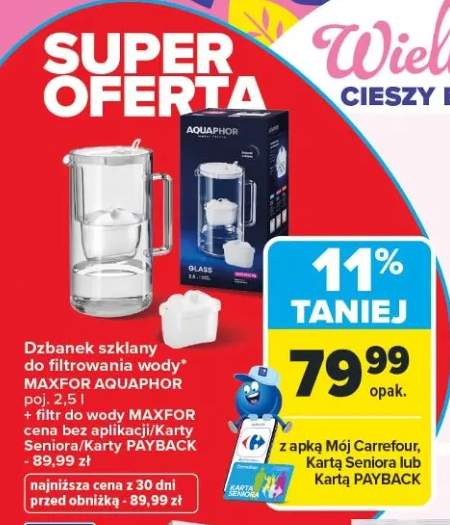 Dzbanek szklany do filtrowania wody