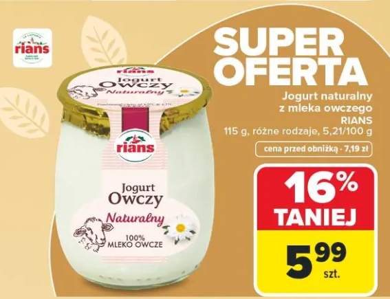 Jogurt owczy naturalny 100% mleko owcze