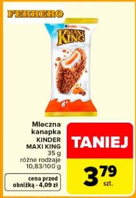 Mleczna kanapka Maxi King różne rodzaje