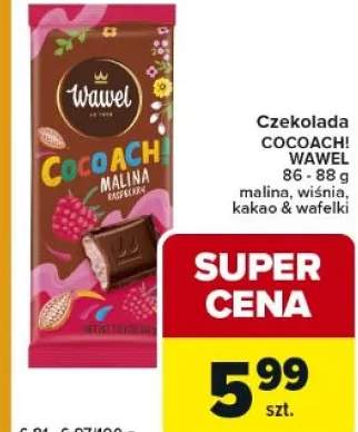 Czekolada Cocoachi malina, wiśnia, kakao & wafelki