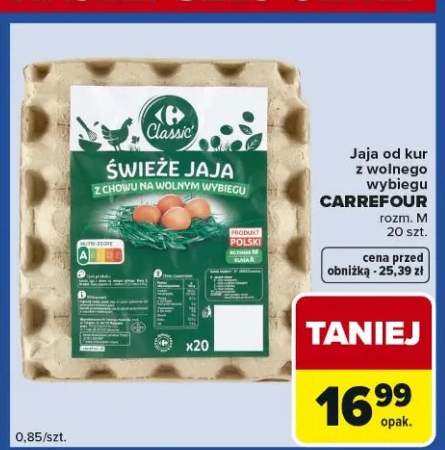 Jaja od kur z wolnego wybiegu rozmiar M