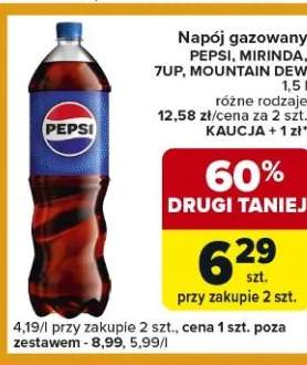 Napój gazowany Pepsi, Mirinda, 7up, Mountain Dew różne rodzaje