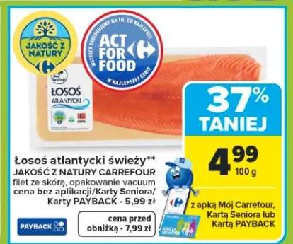 Łosoś atlantycki świeży filet ze skórą, opakowanie vacuum