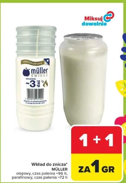 Wkład do znicza parafinowy, czas palenia ~72 h