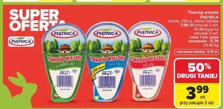 Twaróg wiejski PIĄTNICA klinek różne rodzaje