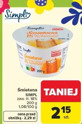 Śmietana SIMPL zaw. tł. 18%