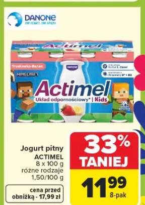 Jogurt pitny Actimel Kids różne rodzaje truskawka-banan