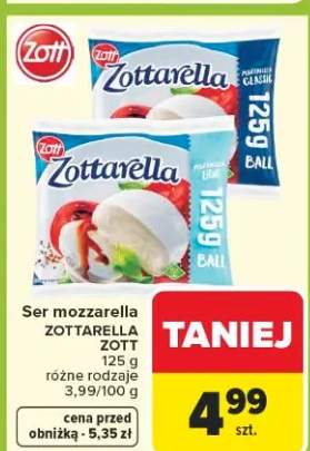 Ser mozzarella Zottarella różne rodzaje
