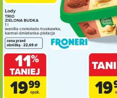Lody trio zielona budka wanilia-czekolada-truskawka, karmel-śmietanka-pistacja