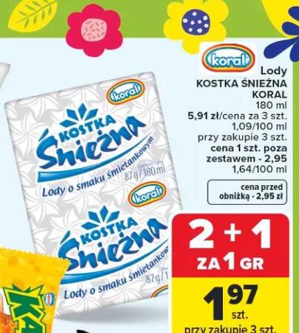 Lody Kostka Śnieżna o smaku śmietankowym