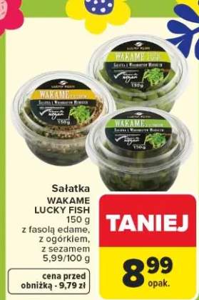 Sałatka wakame z fasolą edame, z ogórkiem, z sezamem