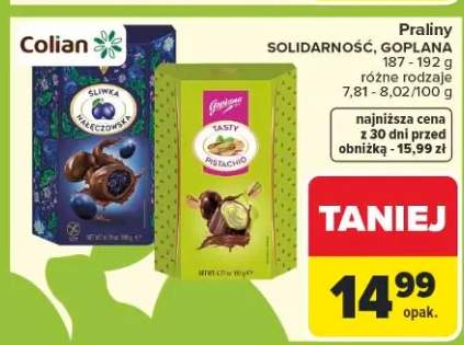 Praliny solidarność, goplana śliwka w czekoladzie