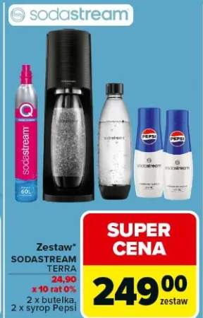 Zestaw Sodastream Terra x 10 butelek, 2 x butelka, 2 x syrop Pepsi