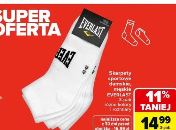 Skarpety sportowe damskie, męskie Everlast 3-pak różne kolory i rozmiary