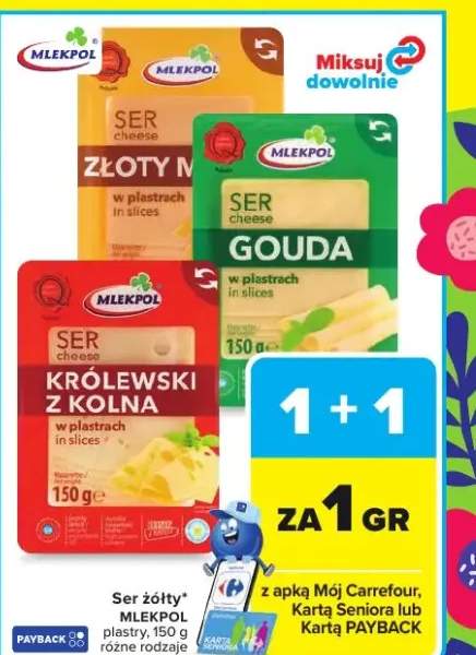 Ser żółty Mlekpol plastry: Gouda, Złoty, Królewski z kolna