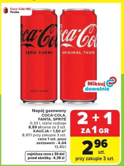 Napój gazowany Coca-Cola, Fanta, Sprite