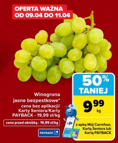 Winogrona jasne bezpestkowe