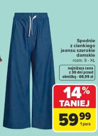 Spodnie z cienkiego jeansu szerokie damskie