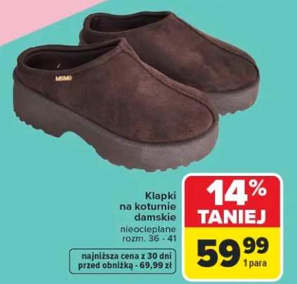 Klapki na koturnie damskie nieocieplane