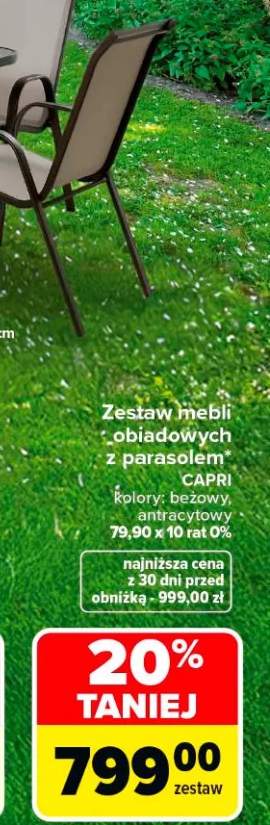 Zestaw mebli obiadowych z parasolem Capri