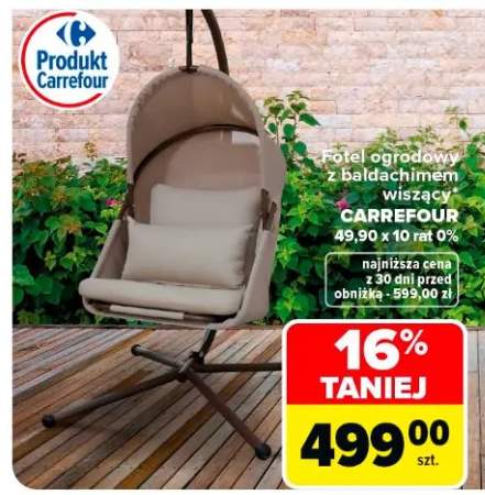 Fotel ogrodowy z baldachimem i krzesłem Carrefour