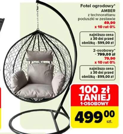 Fotel ogrodowy Amber z technorattanu poduszki w zestawie