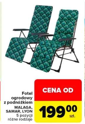 Fotel ogrodowy z podnóżkiem Malaga, Samar, Lyon różne pozycje, różne rodzaje