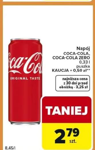 Napój Coca-Cola, Coca-Cola Zero puszka KAUCJA + 0,50 zł