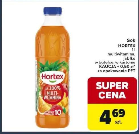 Sok multiwitamina, jabłko w butelce, w kartonie za opakowanie PET