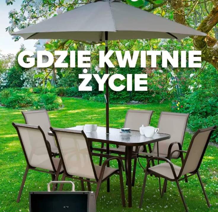 Zestaw mebli obiadowych z parasolem Capri