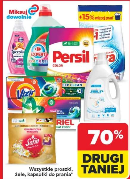 Wszystkie proszki, żele, kapsułki do prania Coccolino, Expert, Persil, Vizir, Jelp, Riel, Sofin