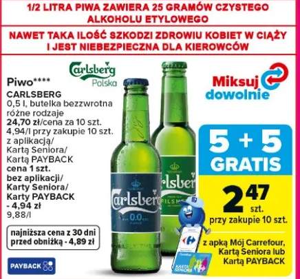 Piwo Carlsberg butelka bezwrotna