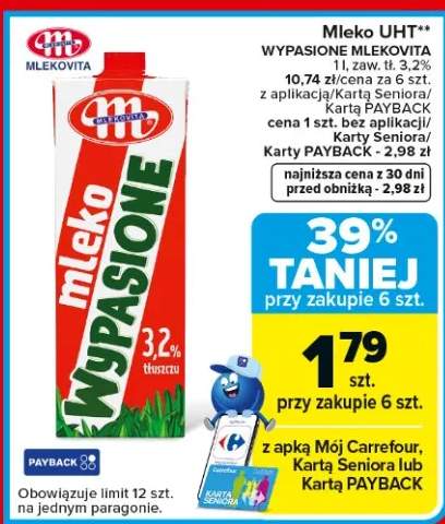 Mleko UHT wypasione mlekovita