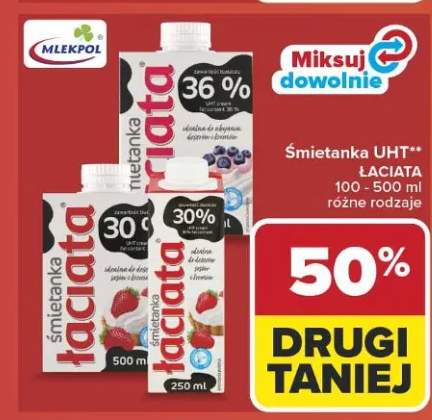 Śmietanka UHT łaciata różne rodzaje