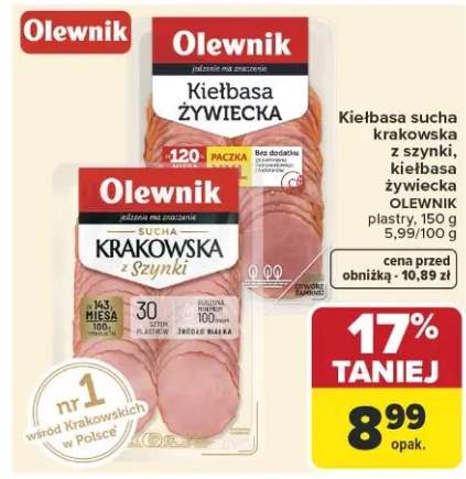 Kiełbasa sucha krakowska z szynki