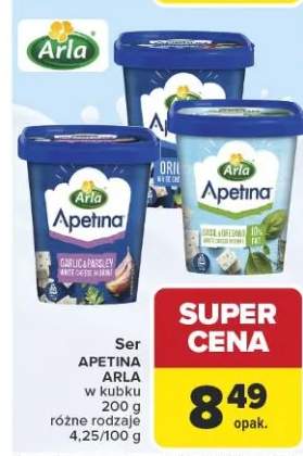 Ser apetina arla w kubku różne rodzaje