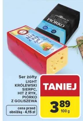 Ser żółty Light królewska sierpc, hit z ryk, piórko z goliszewa