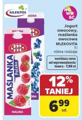 Jogurt owocowy maślanka owocowa różne rodzaje