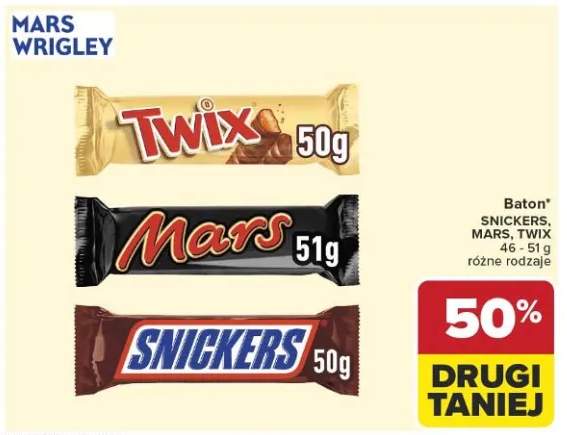 Baton Snickers, Mars, Twix