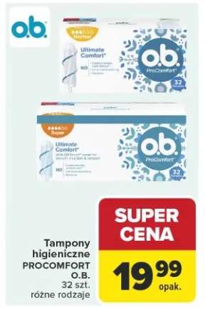 Tampony higieniczne PROCOMFORT O.B. różne rodzaje