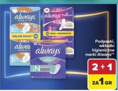 Podpaski, wkładki higieniczne marki Always