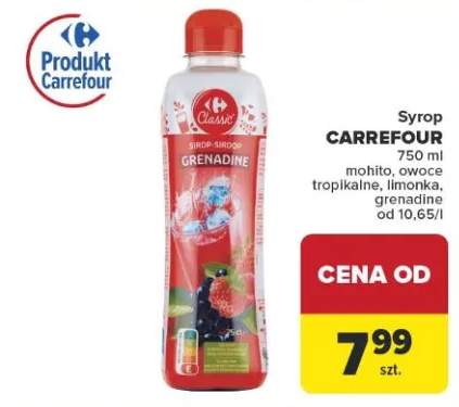 Syrop Carrefour grenadine mohito, owoce tropikalne, limonka, grenadine
